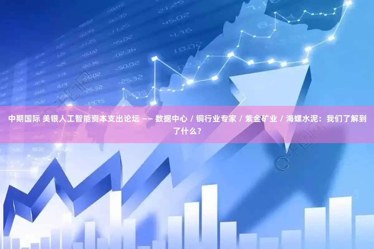中期国际 美银人工智能资本支出论坛 —— 数据中心 / 铜行业专家 / 紫金矿业 / 海螺水泥：我们了解到了什么？